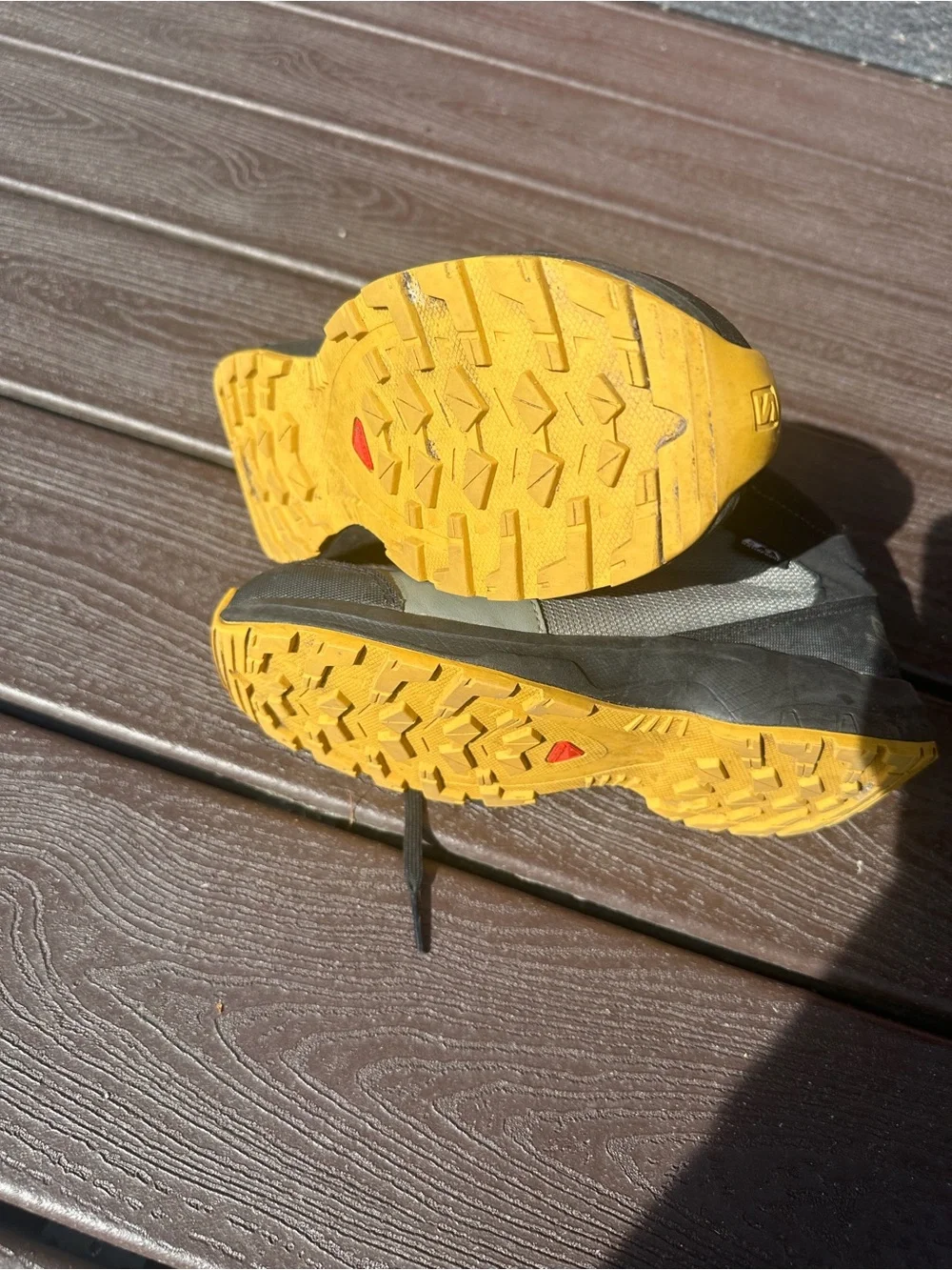 Salomon Gray and Yellow Kids Trail Boots